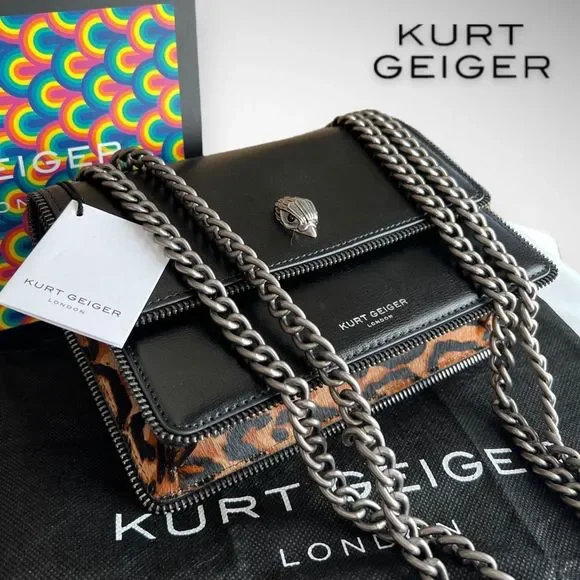 NWT Kurt Geiger London Shoreditch Small Leather & Genuine Calf Hair Shoulder Bag - Picture 3 of 17